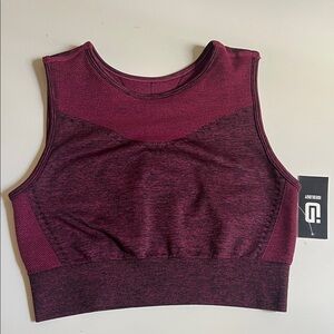 Ruby & Black Seamless Heathered Sports Bra NWT Sz L